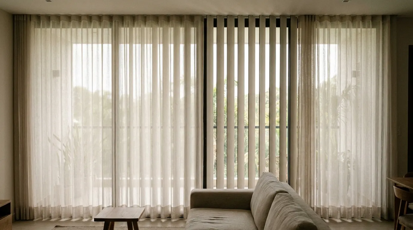 Dream Blinds: velo traslúcido con lamas verticales que giran, de piso a techo